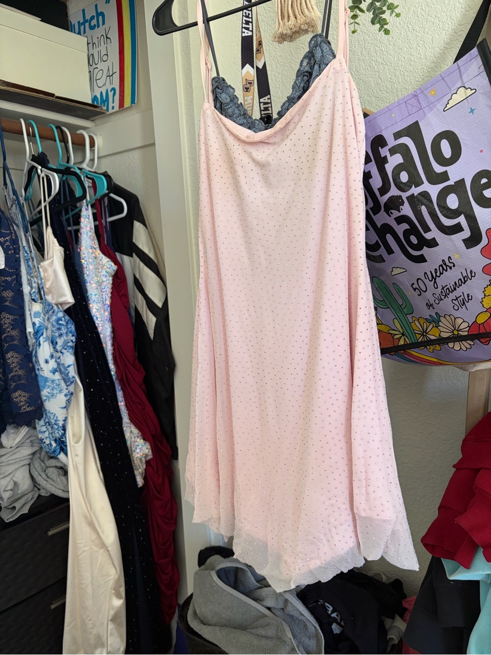 Windsor Blush Pink A-Line Rhinestone Slip Skirt